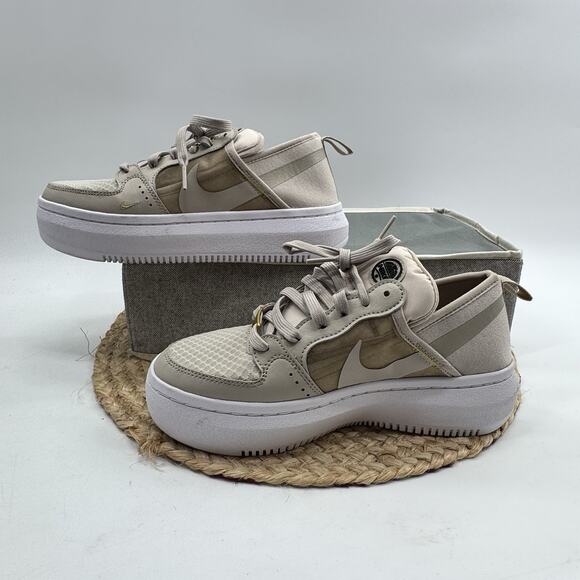 Nike Women Court Vision Alta Sneakers 7.5 Cream Greige* Minimalist Capsule Bloke - Picture 2 of 8